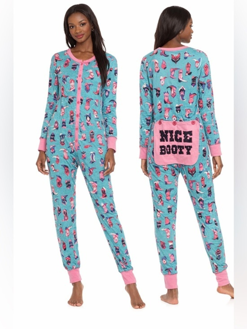 Little Blue House “Nice Booty” Cowboy Boot Pajama Onesie Large NWT